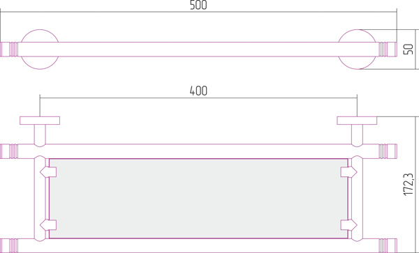 Полка КАНЬОН стеклянная (L 500)